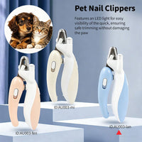 Pet Nail Clippers with Light, Splatter-Proof and Safe Grooming Tool, Universal for Cats and Dogs, LED Light for Locating the Quick - Blue
