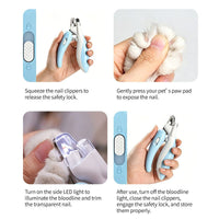 Pet Nail Clippers with Light, Splatter-Proof and Safe Grooming Tool, Universal for Cats and Dogs, LED Light for Locating the Quick - Off-White