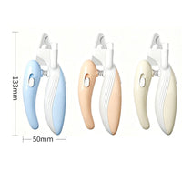 Pet Nail Clippers with Light, Splatter-Proof and Safe Grooming Tool, Universal for Cats and Dogs, LED Light for Locating the Quick - Off-White