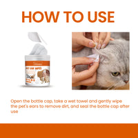 Yegbong Pet Ear Wipes, Pet Ear Cleaning Deodorizing Removing Mite And Earwax Cleaning Wipes