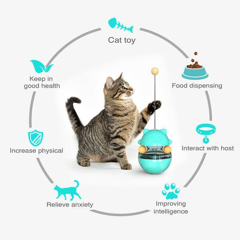 Cat Treat Dispenser Toy Ball Kitten Selfplay Interactive Tumbler Multifunction - Yellow