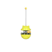 Cat Treat Dispenser Toy Ball Kitten Selfplay Interactive Tumbler Multifunction - Yellow