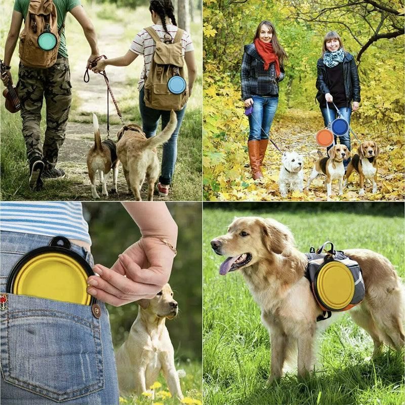 Collapsible Silicone Pet Bowl for Cat Dog Portable Food and Water Feeder - Black