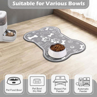 Pet Feeding Mat Non-slip Diatom Mud Absorbent Dirt-resistant Waterproof Placemat - Black-50x80cm