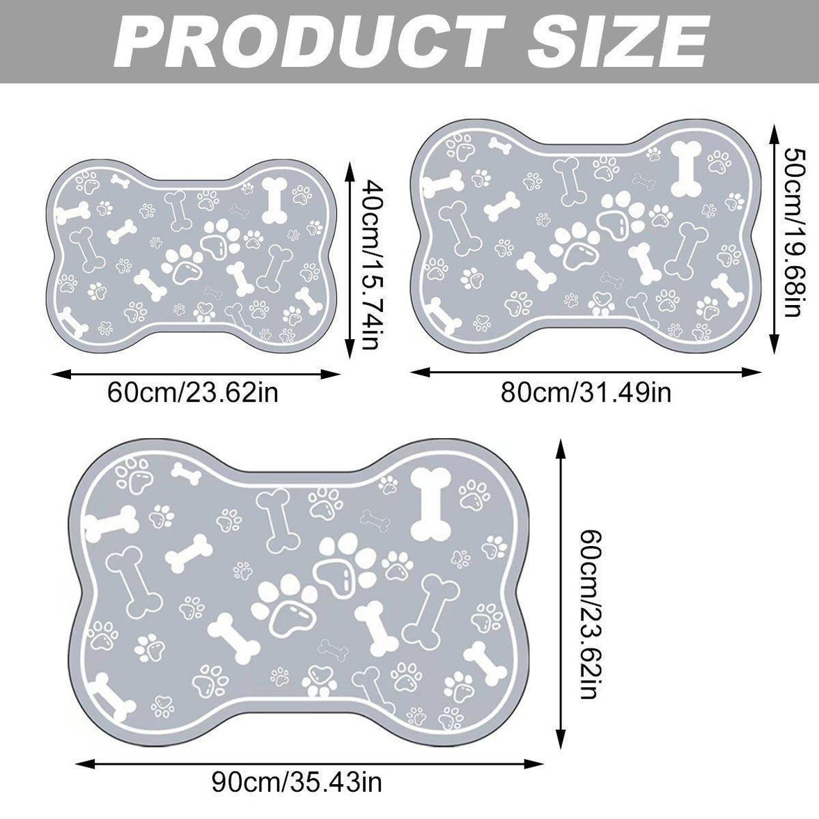 Pet Feeding Mat Non-slip Diatom Mud Absorbent Dirt-resistant Waterproof Placemat - Grey-50x80cm