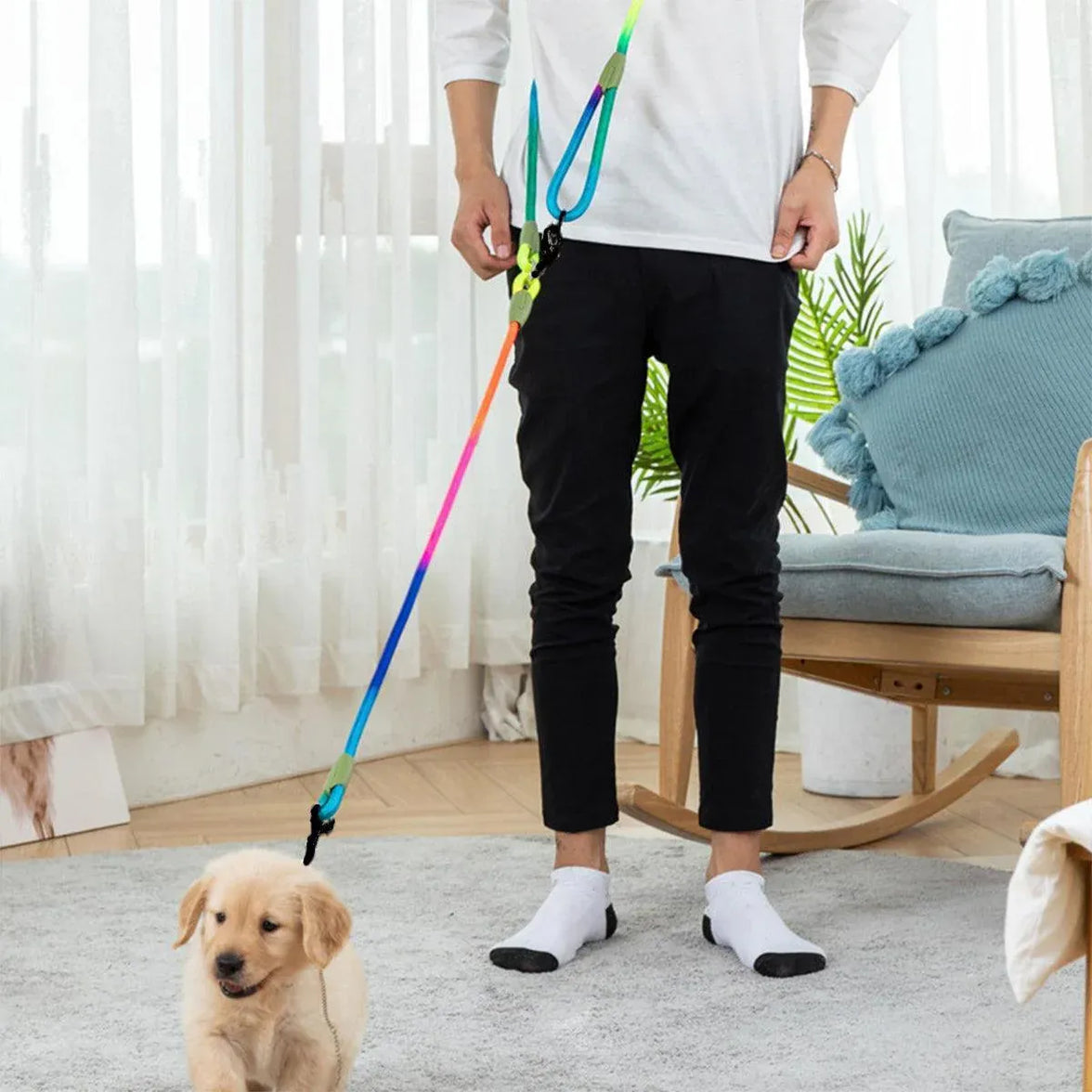 Adjustable Diagonal Dog Walking Leash Hands Free Crossbody Pet Lead Dogs - Black