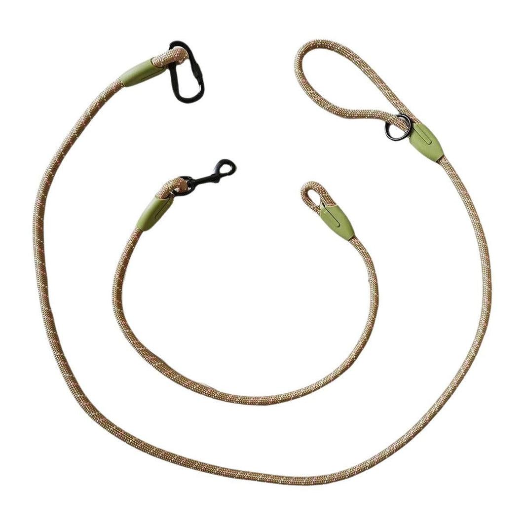 Adjustable Diagonal Dog Walking Leash Hands Free Crossbody Pet Lead Dogs - Khaki