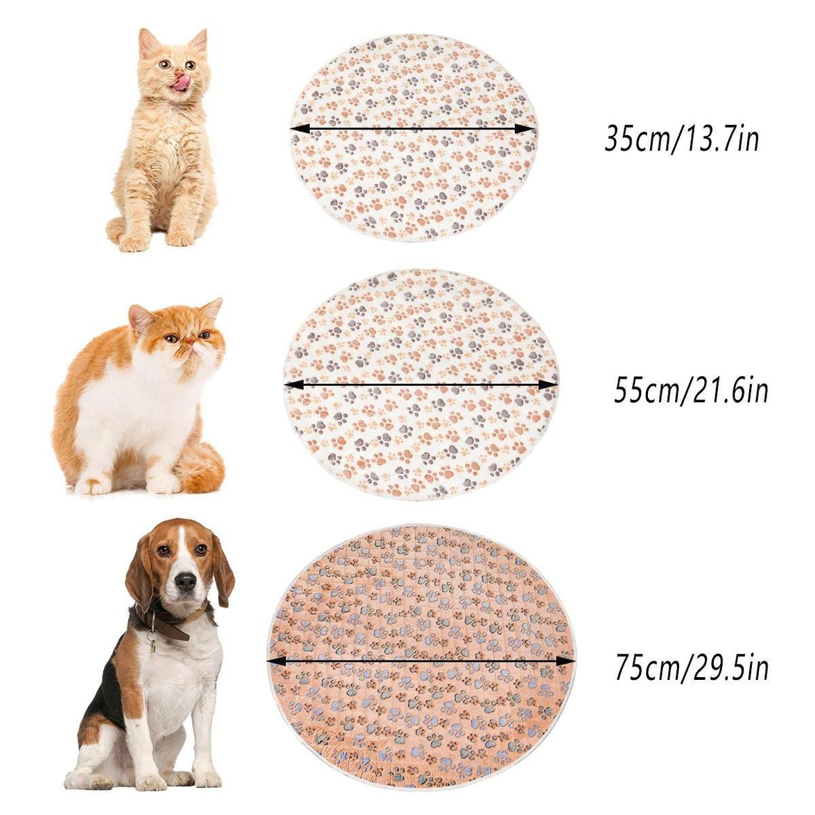 Waterproof Dog Pads Round Diaper Pads Pet Training Pads for Puppies and Dogs - Khaki-75cm