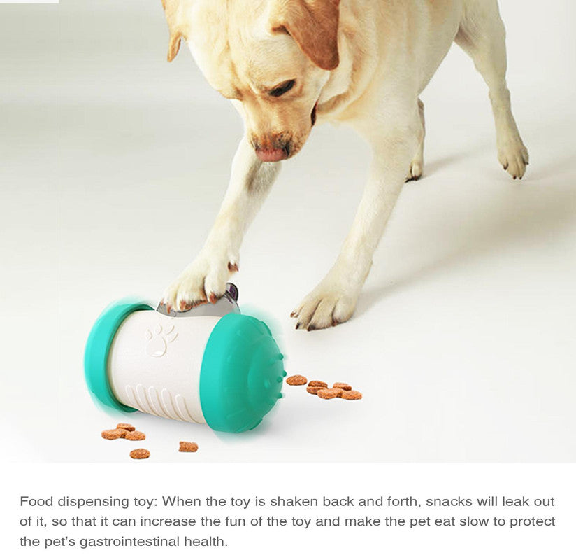 Pet Tumbler Treat Dispenser Ball,Interactive Feeding Toy for Dogs and Cats(Blue and White)