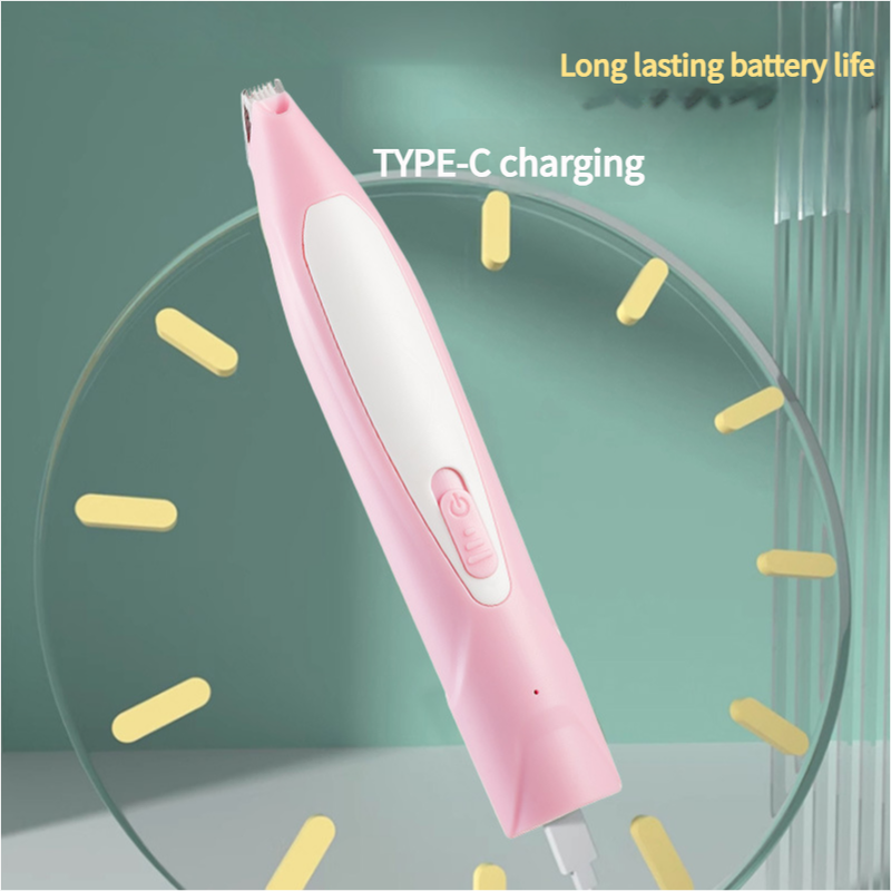 Electric Pet Hair Clipper with Type-C Charging, LED Light, and Grooming Accessories(yellow)