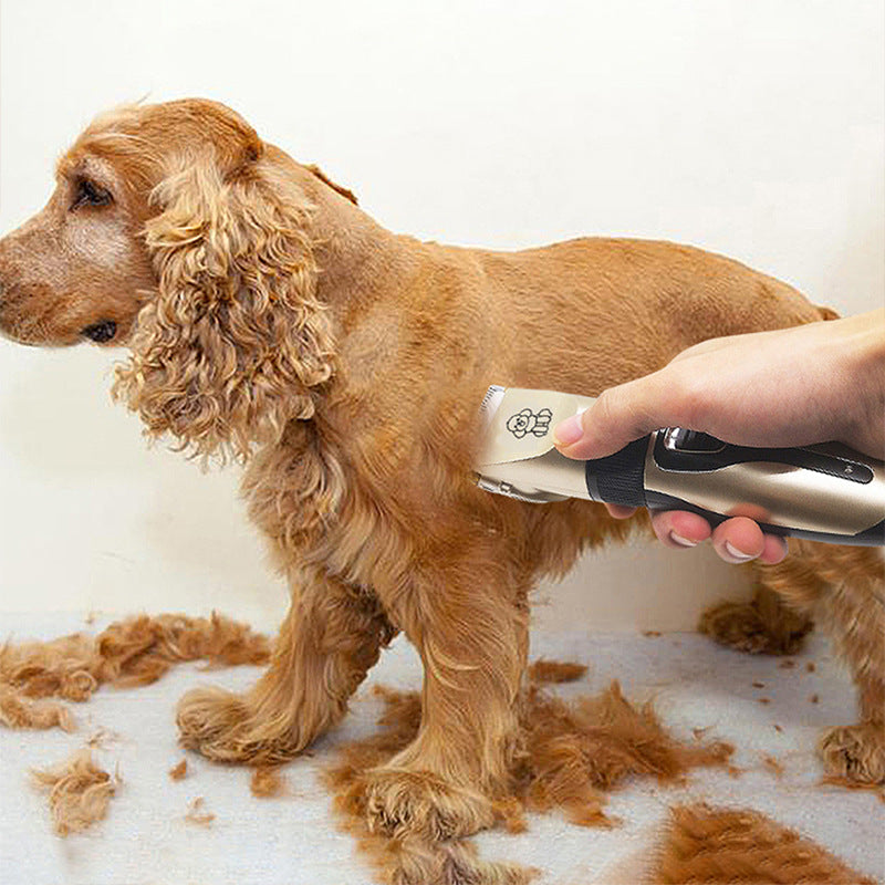 Professional Pet Grooming Hair Clipper Kit - Rechargeable, Low Noise, with Ceramic Blades & 5-Speed Adjustment(gold)