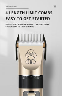 Professional Pet Grooming Hair Clipper Kit - Rechargeable, Low Noise, with Ceramic Blades & 5-Speed Adjustment(Gray)
