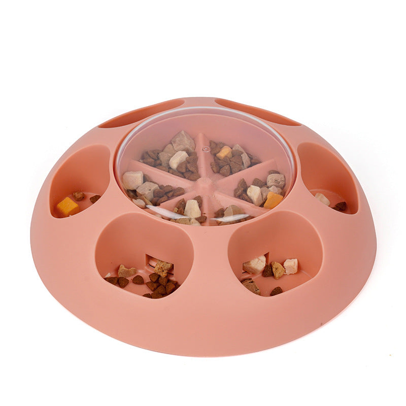 Interactive Pet Slow Feeder & Puzzle Toy - Press to Dispense Food, Improves Digestion(pink)