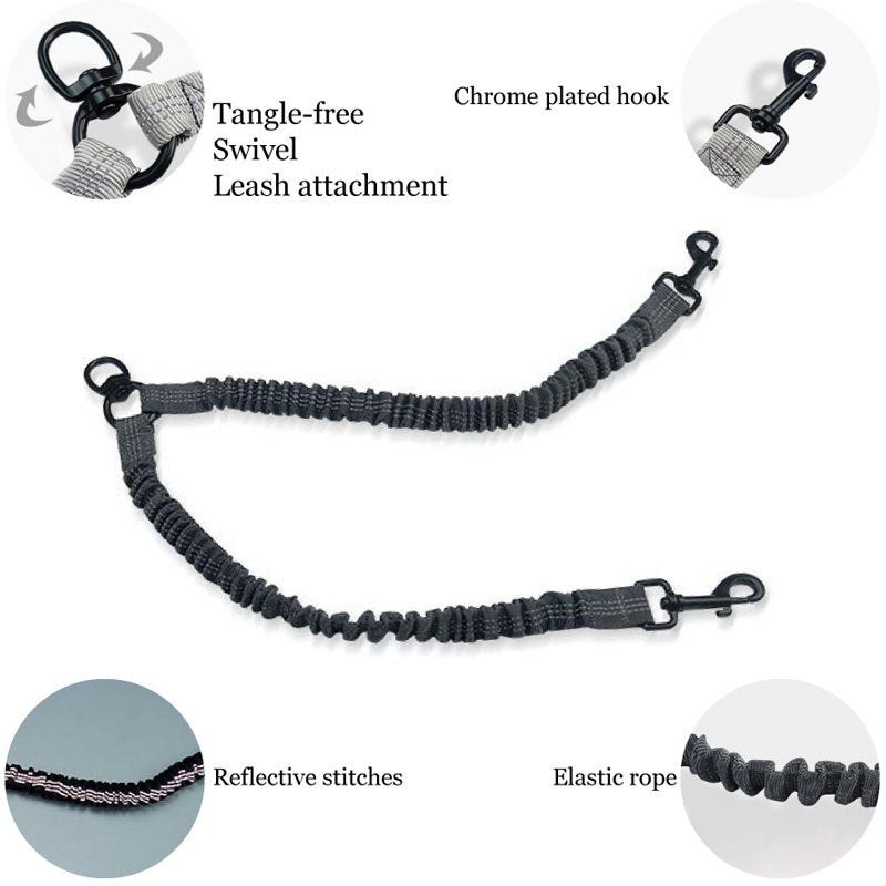 Purple Pet Double-Ended Rope + 1.5M Leash - Easy to walk two dogs, tangle-free design