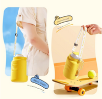 Yellow Large Capacity 2-in-1 Pet Travel Water & Food Bottle Dispenser - Portable Outdoor Dog Feeder with Shoulder Strap