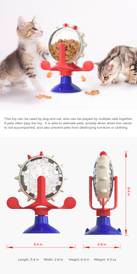 Green Interactive Pet Treat Dispenser - Spinning Wheel Food Puzzle Toy for Cats & Dogs with Suction Cup Base