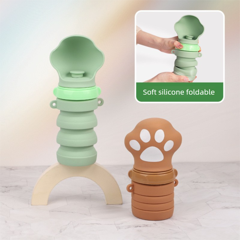 Brown Portable Collapsible Pet Water Bottle for Dogs Outdoor Travel Drinking Dispenser Silicone Pet Water Cup