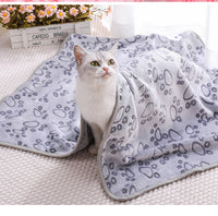 Grey Pet Blanket Set – Plush Paw Print Design, 3-Piece Pack (S/M/L Sizes)