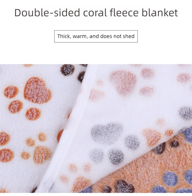 Grey Pet Blanket Set – Plush Paw Print Design, 3-Piece Pack (S/M/L Sizes)