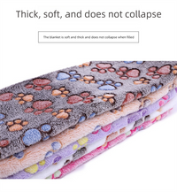 Grey Pet Blanket Set – Plush Paw Print Design, 3-Piece Pack (S/M/L Sizes)