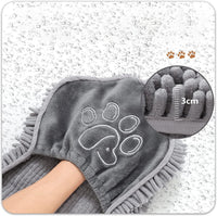 Purple Super Absorbent Pet Drying Towel with Hand Pockets Soft Chenille Microfiber Dog Bath Towel Quick Dry for Cats and Dogs after Grooming or Beach