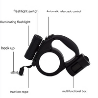 Red 3-in-1 Retractable Dog Leash with LED Flashlight and Waste Bag Dispenser 5m Nylon Lead for Dogs up to 20kg Essential Pet Walking Gear