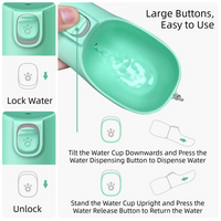 Green Portable Dog Water Bottle and Drink Feeder - 550ml Pet Travel Water Cup for Walking, Hiking & Outdoor Use (High-Temperature Resistant)