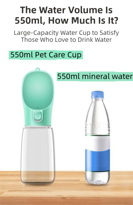 Pink Portable Dog Water Bottle and Drink Feeder - 550ml Pet Travel Water Cup for Walking, Hiking & Outdoor Use (High-Temperature Resistant)