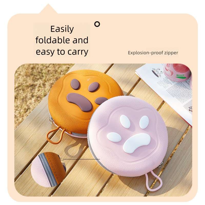 Yellow Portable Foldable Dual Bowl for Pets – Silicone Feeding and Water Dish with Compact Storage Design