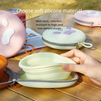 Brown Portable Foldable Dual Bowl for Pets – Silicone Feeding and Water Dish with Compact Storage Design