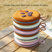 Brown Portable Foldable Dual Bowl for Pets – Silicone Feeding and Water Dish with Compact Storage Design