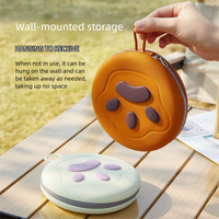 Brown and pink Portable Foldable Dual Bowl for Pets – Silicone Feeding and Water Dish with Compact Storage Design