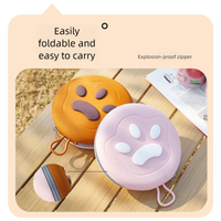 Brown and yellow Portable Foldable Dual Bowl for Pets – Silicone Feeding and Water Dish with Compact Storage Design