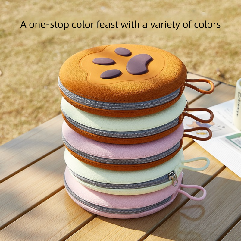 Brown and yellow Portable Foldable Dual Bowl for Pets – Silicone Feeding and Water Dish with Compact Storage Design