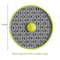 Green Interactive Pet Slow Feeder & 3D Textured Oral Cleanner - 3-in-1 Mounting Durable TPR Lick Mat for Dogs & Cats
