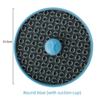 Blue Interactive Pet Slow Feeder & 3D Textured Oral Cleanner - 3-in-1 Mounting Durable TPR Lick Mat for Dogs & Cats