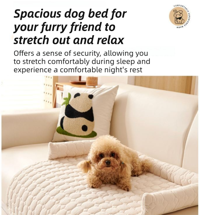 Brown Pet Sofa Protector & Calming Bolster Bed with Long Plush - 75x75CM Thickened Non Slip Furniture Cover for Cats & Dogs