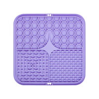 2PCS Purple 20 x 20 cm Silicone Pet Lick Mat | Multi-Zone Slow Feeder Pad with Suction Cups | Anxiety Relief Dog & Cat Bowl