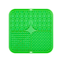 2PCS Green 20 x 20 cm Silicone Pet Lick Mat | Multi-Zone Slow Feeder Pad with Suction Cups | Anxiety Relief Dog & Cat Bowl