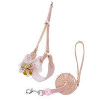 Pink Lace Y-Shaped Pet Harness and Leash Set - Breathable Mesh Vest for Small to Medium Dogs and Cats - Comfortable Walking Gear with 150cm Leash(Size:S)