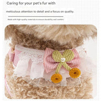 Green Lace Y-Shaped Pet Harness and Leash Set - Breathable Mesh Vest for Small to Medium Dogs and Cats - Comfortable Walking Gear with 150cm Leash(Size:S)