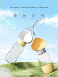 White Portable Dog Water Bottle with Food Container - 2-in-1 Leak-Proof Pet Travel Water Dispenser, Cloud-Shaped Drinking Bowl, Twist-to-Dispense Design, BPA-Free HIPS/PET Material for Walking Hiking Travel