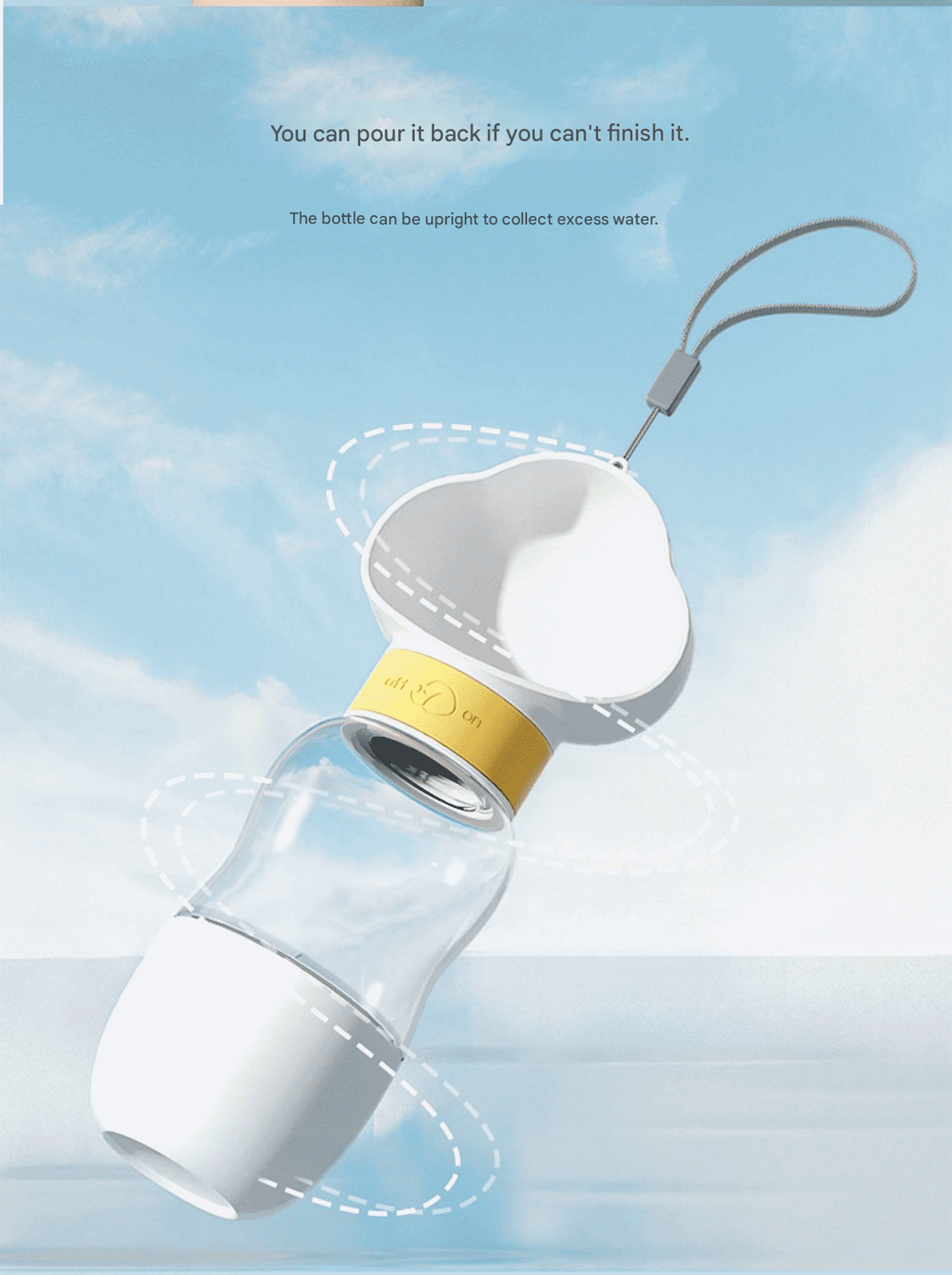 White 350ml  Portable Dog Water Bottle  - Leak-Proof Pet Travel Water Dispenser, Cloud-Shaped Drinking Bowl, Twist-to-Dispense Design, BPA-Free HIPS/PET Material for Walking Hiking Travel