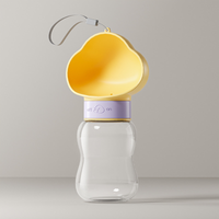 Yellow 350ml Portable Dog Water Bottle  - Leak-Proof Pet Travel Water Dispenser, Cloud-Shaped Drinking Bowl, Twist-to-Dispense Design, BPA-Free HIPS/PET Material for Walking Hiking Travel