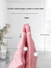 Grey Silicone Pet Bathing Gloves - Pink Double-Sided Design for Cats and Dogs - Gentle Massage, Easy Lather, Durable and Waterproof, Ideal for Pet Grooming and Home Use