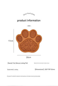 Brown Silicone Slow Feeder Lick Mat for Dogs and Cats - Paw Shaped Non Slip Pet Bowl with Suction Cups - BPA Free, Dishwasher Safe, Freezer Safe, Anxiety Relief, Easy Clean, 20x17cm - Pink, Brown, Yellow