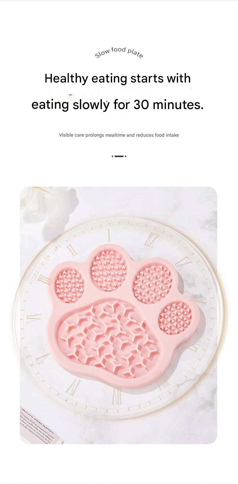 Pink Silicone Slow Feeder Lick Mat for Dogs and Cats - Paw Shaped Non Slip Pet Bowl with Suction Cups - BPA Free, Dishwasher Safe, Freezer Safe, Anxiety Relief, Easy Clean, 20x17cm - Pink, Brown, Yellow