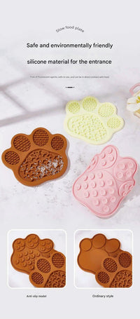 Light Yellow Silicone Slow Feeder Lick Mat for Dogs and Cats - Paw Shaped Non Slip Pet Bowl with Suction Cups - BPA Free, Dishwasher Safe, Freezer Safe, Anxiety Relief, Easy Clean, 20x17cm - Pink, Brown, Yellow
